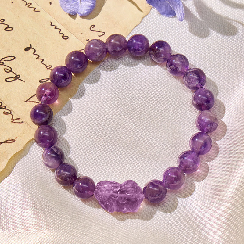 FuAttract Wealth Inner Peace Luck & Protection Amethyst Pixiu Bracelet - image 2