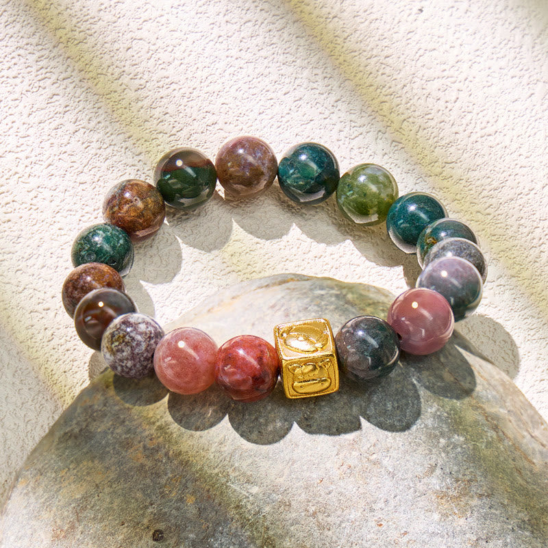 FuAttract Blessing Harmony Bracelet – Indian Agate Fu Character Chinese Zodiac Charm - image 1