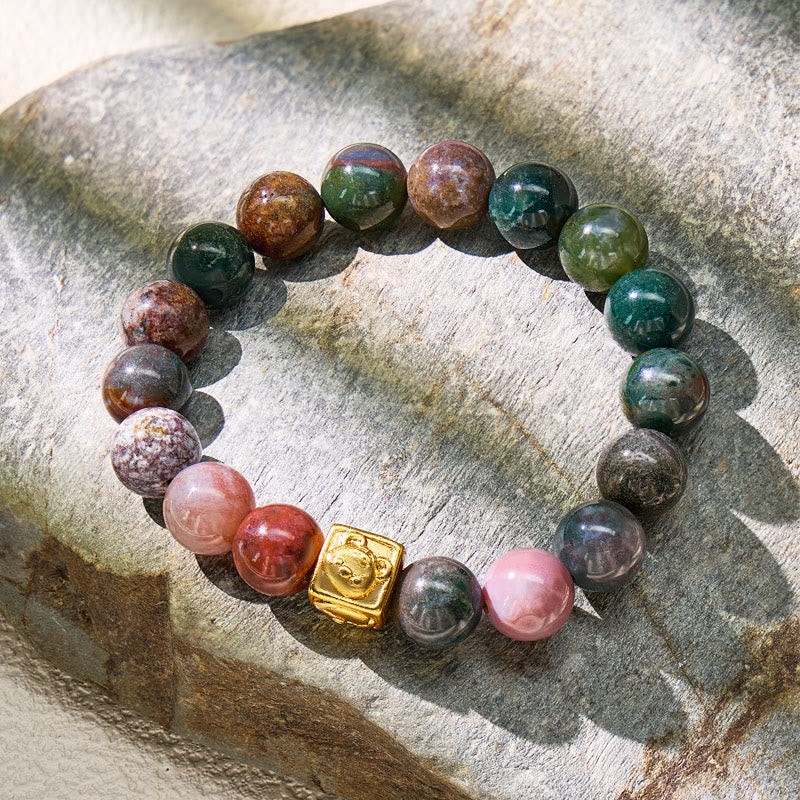 FuAttract Blessing Harmony Bracelet – Indian Agate Fu Character Chinese Zodiac Charm - image 2