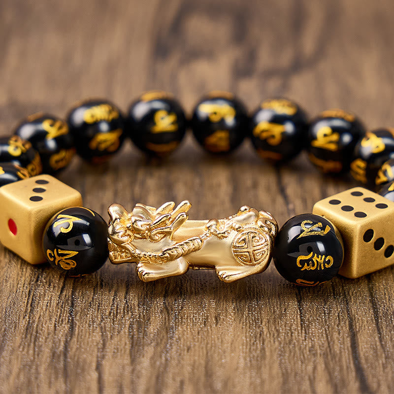 FuAttract Protection & Prosperity – Black Onyx Om Mani Padme Hum Pixiu Bracelet - image 5