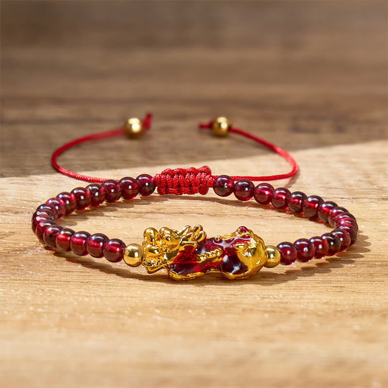 FuAttract Vitality Confidence & Prosperity Flow – Garnet Pixiu Bracelet - image 1
