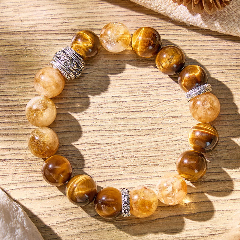 FuAttract Wealth Focus & Success Flow – Citrine Pyramid Tiger's Eye Pixiu Bracelet - image 2