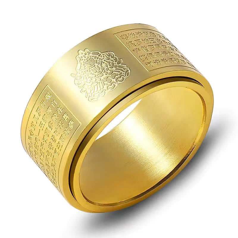 FuAttract Luck Strength & Protection Titanium Steel Chinese Zodiac Ring - Gold - Rat - US 13 - image 16