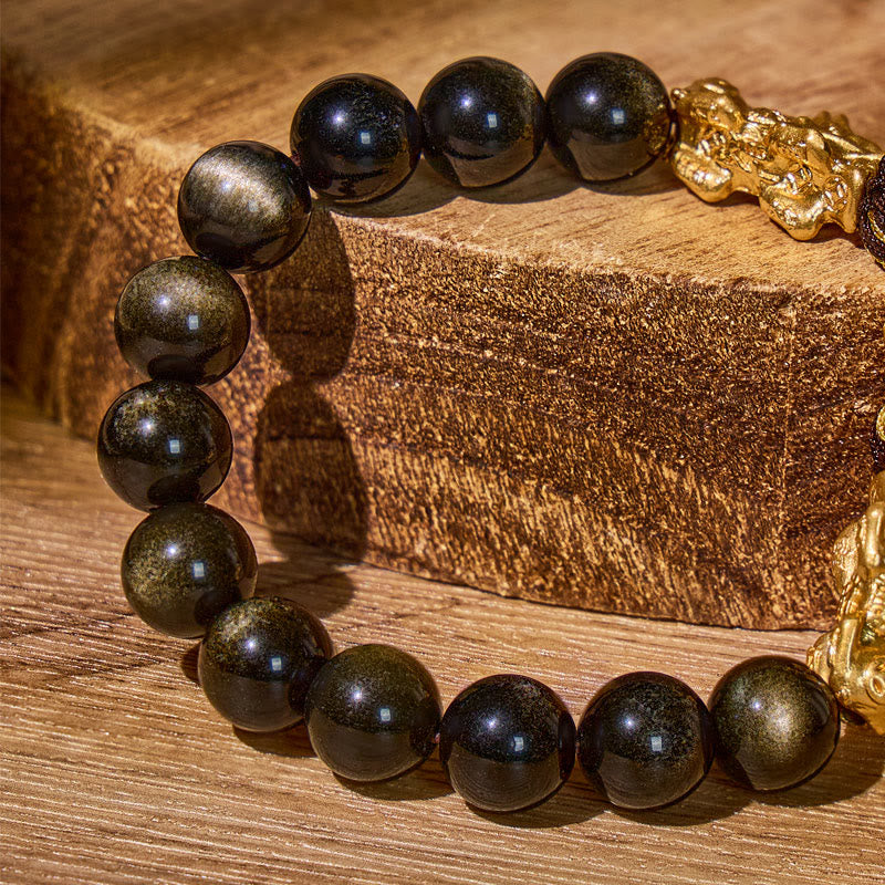 FuAttract Clarity Protection & Prosperity Golden Obsidian Pixiu Bracelet - image 6