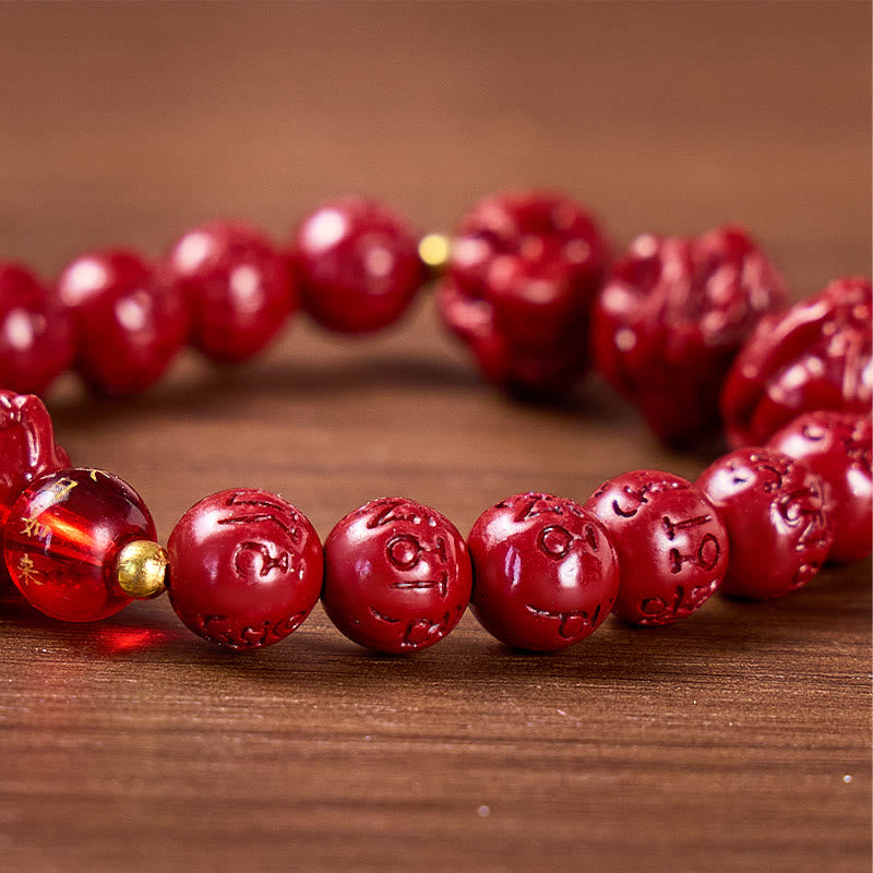FuAttract Balance Luck Inner Strength Chinese Zodiac Om Mani Mantra Cinnabar Red Agate Bracelet - image 4