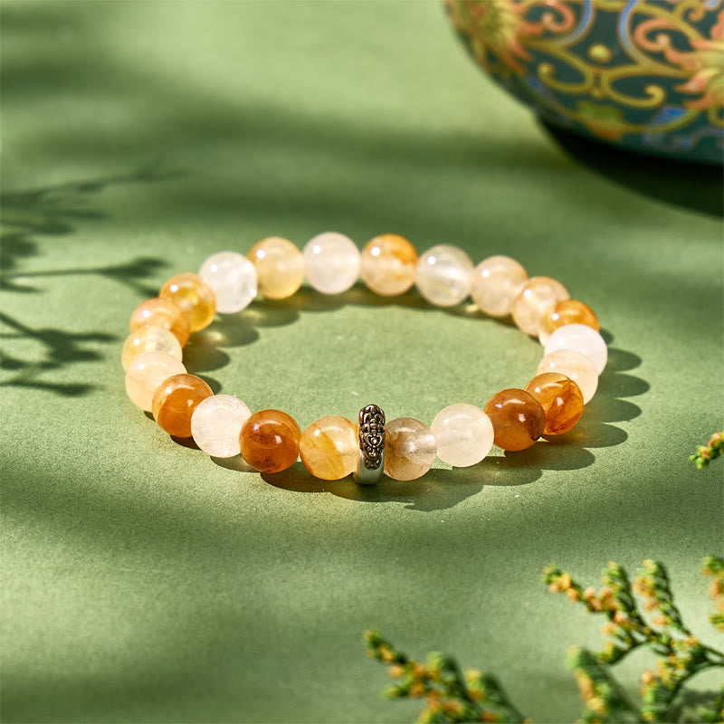 FuAttract Wealth Luck & Positive Energy Yellow Glue Flower Chinese Zodiac Pixiu Bracelet - image 0