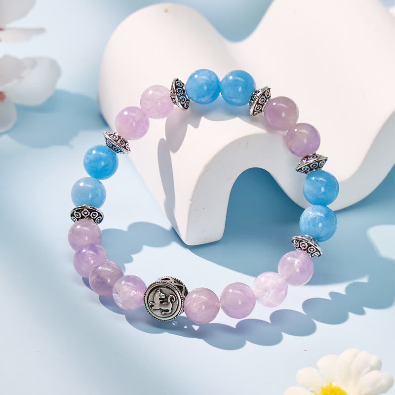 FuAttract Calm Clarity & Emotional Balance Amethyst Aquamarine Chinese Zodiac Bracelet - image 2