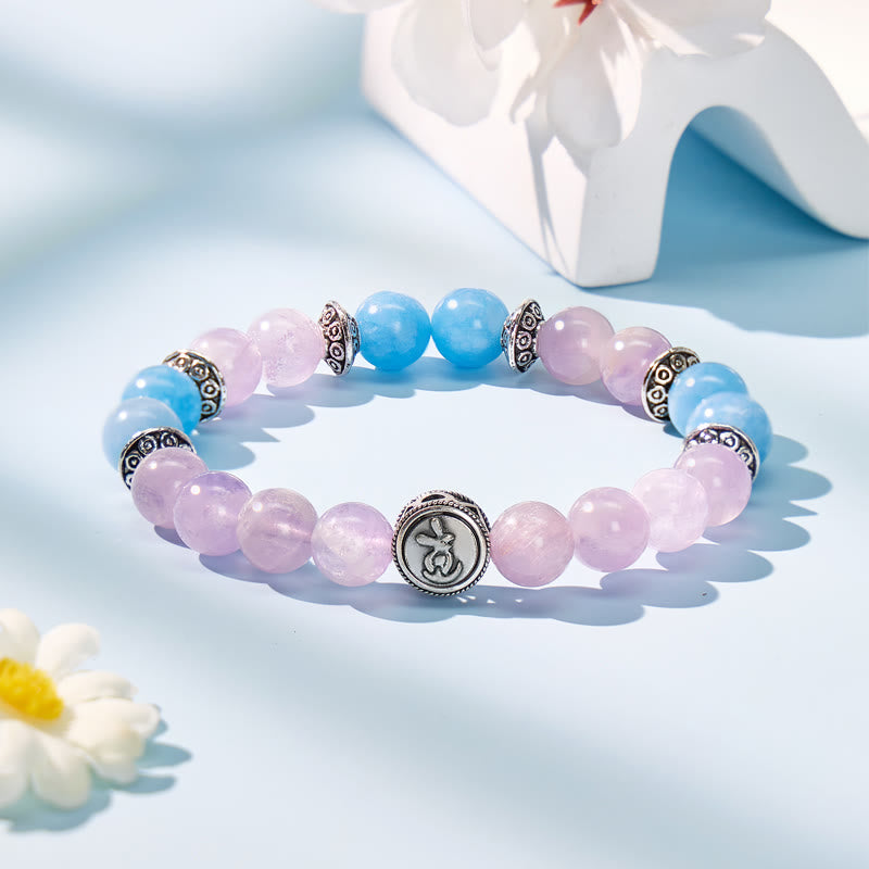 FuAttract Calm Clarity & Emotional Balance Amethyst Aquamarine Chinese Zodiac Bracelet - Rabbit - image 13