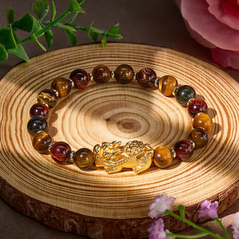 FuAttract Power Wealth & Protection Tri-Color Tiger's Eye Pixiu Bracelet - image 2