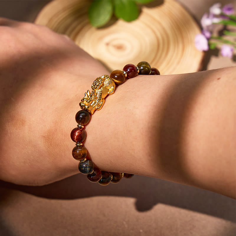 FuAttract Power Wealth & Protection Tri-Color Tiger's Eye Pixiu Bracelet - image 5