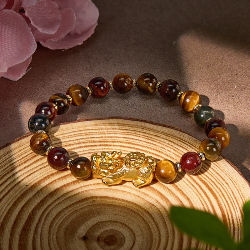 FuAttract Power Wealth & Protection Tri-Color Tiger's Eye Pixiu Bracelet - image 4