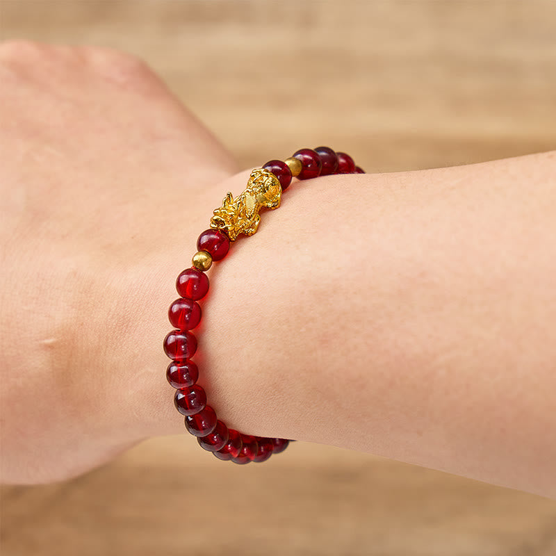 FuAttract Inner Strength Vitality & Wealth Flow – Garnet Pixiu Energy Bracelet - image 3