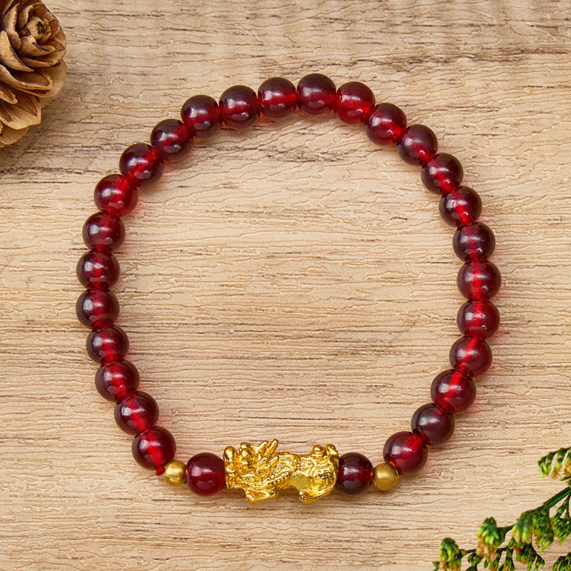 FuAttract Inner Strength Vitality & Wealth Flow – Garnet Pixiu Energy Bracelet - image 1