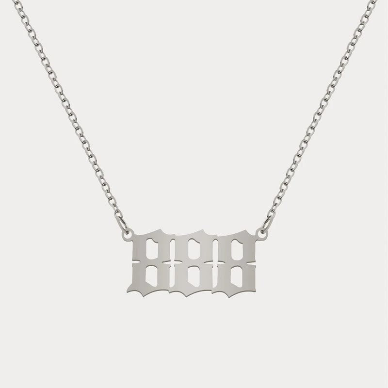 FuAttract Destiny Guidance Intuition Stainless Steel Angel Numbers Necklace - Silver - 888 - image 25