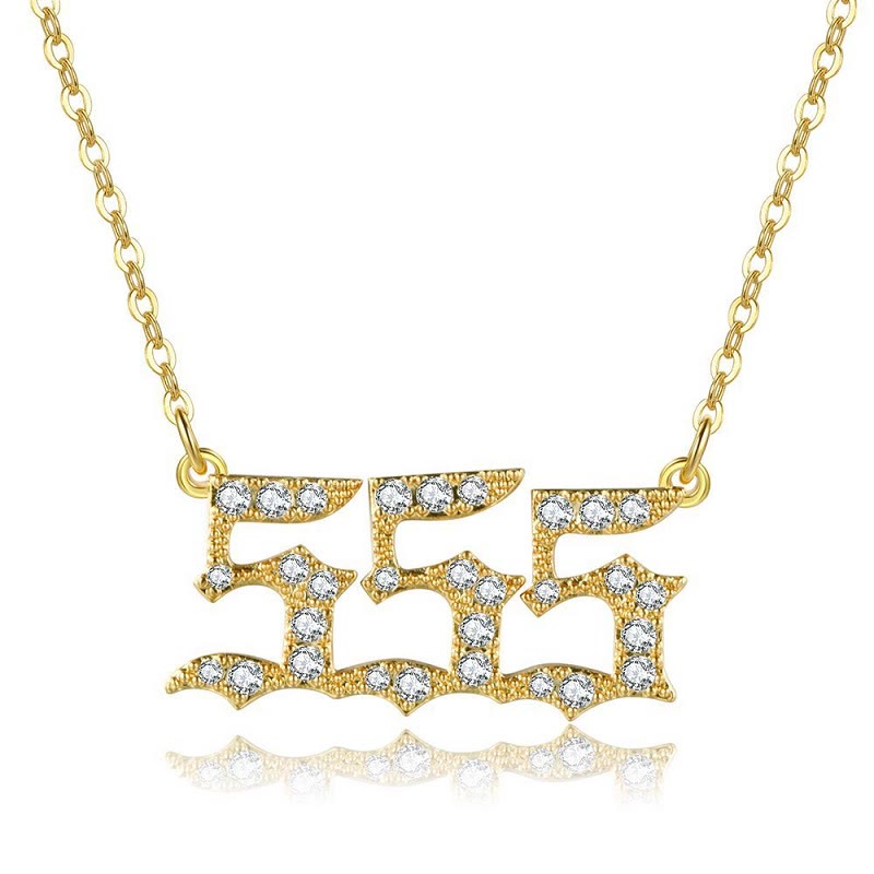 FuAttract Destiny Guidance Zircon Sparkle & Brass Strength Angel Numbers Necklace - 555 - image 12