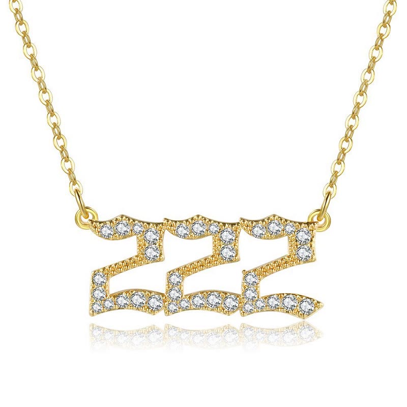 FuAttract Destiny Guidance Zircon Sparkle & Brass Strength Angel Numbers Necklace - 222 - image 9