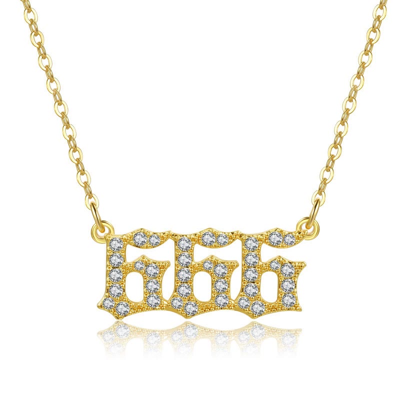 FuAttract Destiny Guidance Zircon Sparkle & Brass Strength Angel Numbers Necklace - 666 - image 13