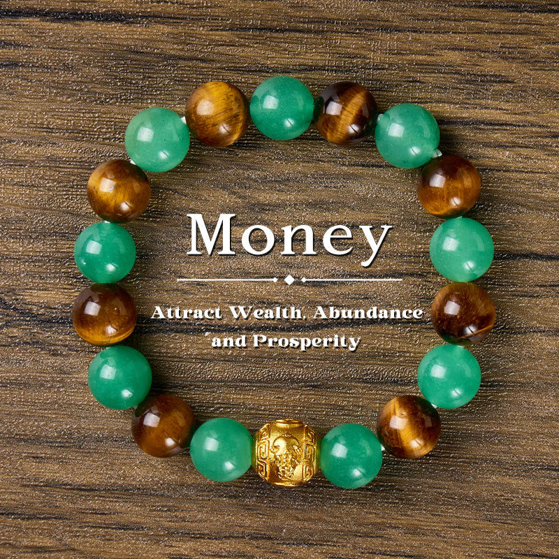 FuAttract Luck Courage & Prosperity Flow – Green Aventurine Tiger's Eye Pixiu Bracelet - 10mm - image 0