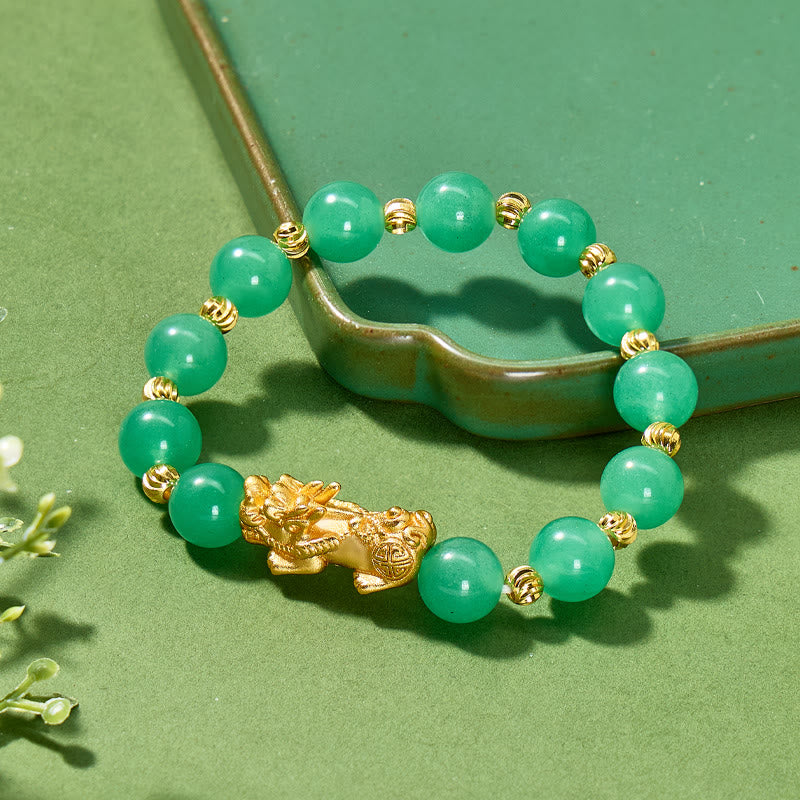 FuAttract Opportunity Vitality & Prosperity Flow – Green Aventurine Pixiu Bracelet - 10mm - image 0