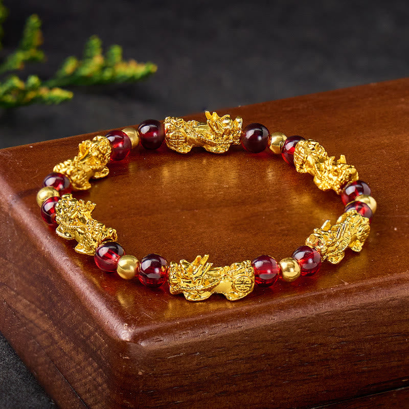 FuAttract Vitality Prosperity Wealth Attraction & Protection Garnet Pixiu Bracelet - image 1