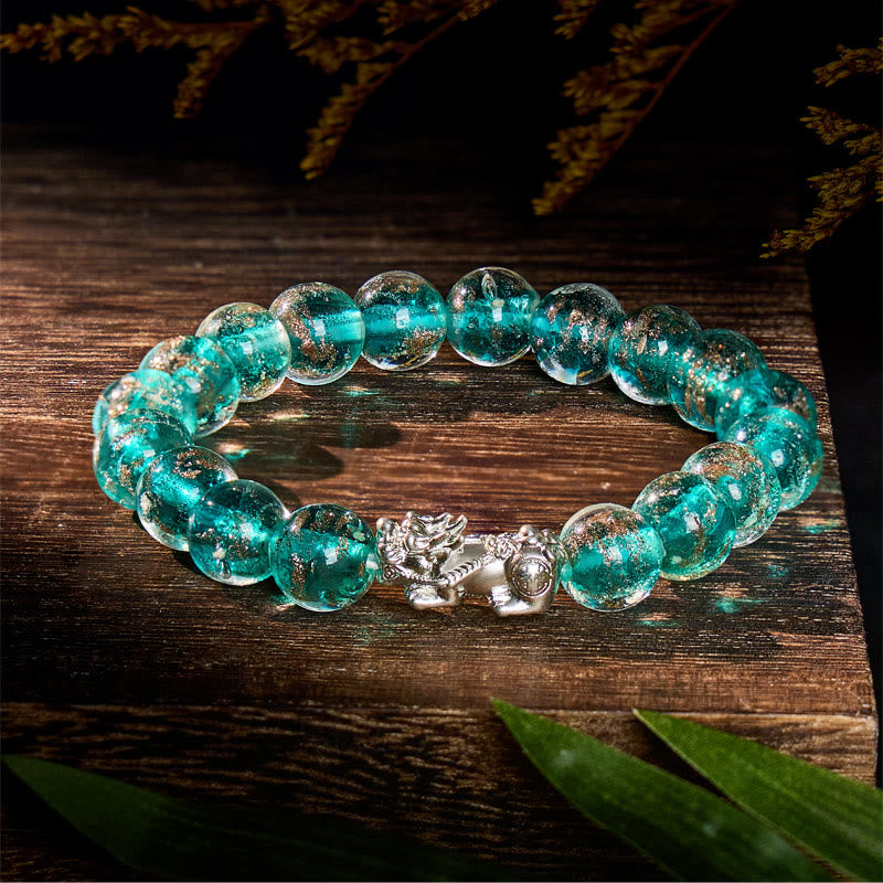 FuAttract Clarity Balance Radiance & Wealth Flow Silver Pixiu Glaze Bracelet - Lake Blue - image 13