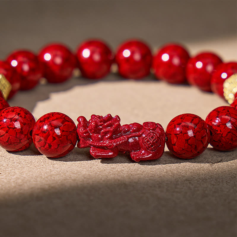 FuAttract Protection Focus & Wealth Flow Cinnabar Zircon Purple Sand Pixiu Bracelet - image 5