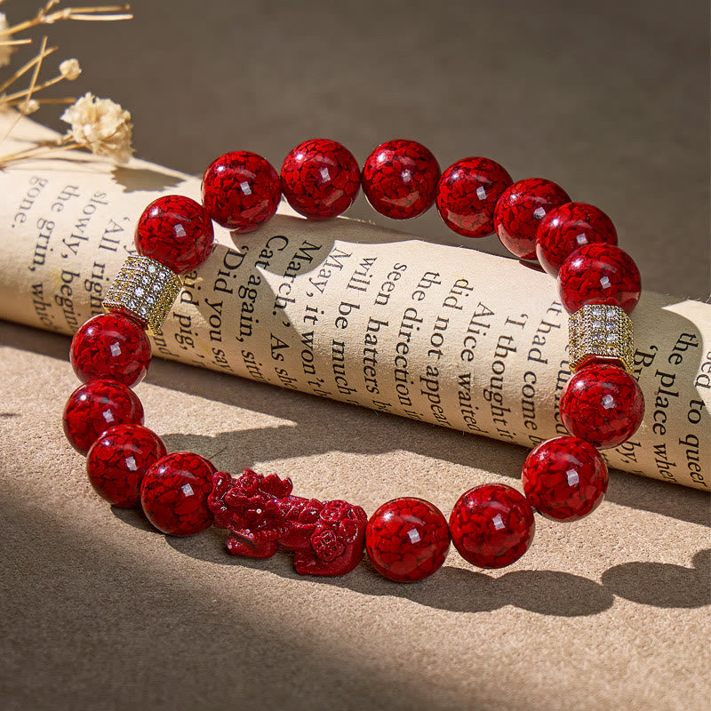 FuAttract Protection Focus & Wealth Flow Cinnabar Zircon Purple Sand Pixiu Bracelet - image 2