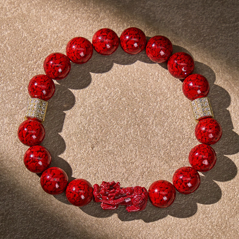 FuAttract Protection Focus & Wealth Flow Cinnabar Zircon Purple Sand Pixiu Bracelet - image 1