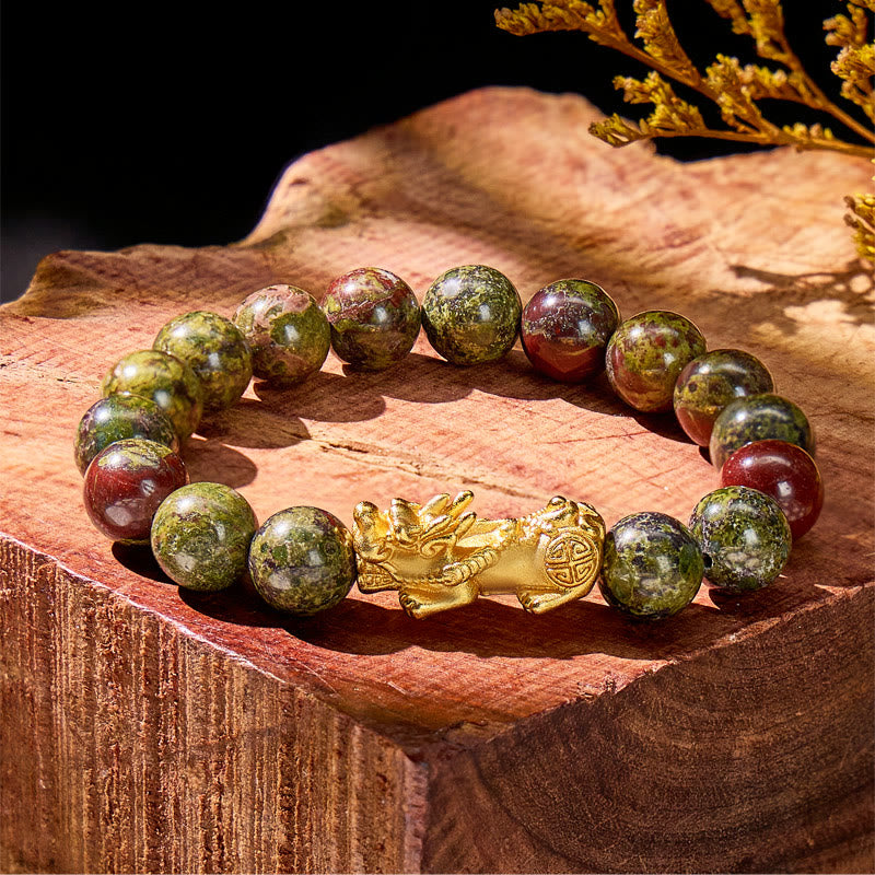 FuAttract Vitality & Protection Luck Flow Dragon Blood Jasper Pixiu Bracelet - 10mm - image 0