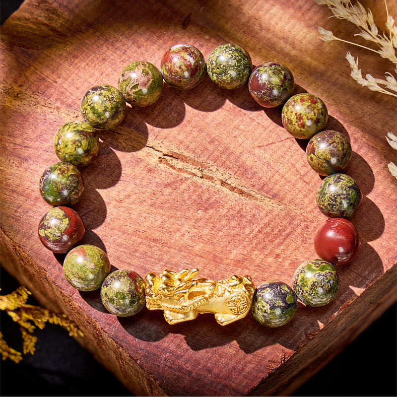 FuAttract Vitality & Protection Luck Flow Dragon Blood Jasper Pixiu Bracelet - image 1