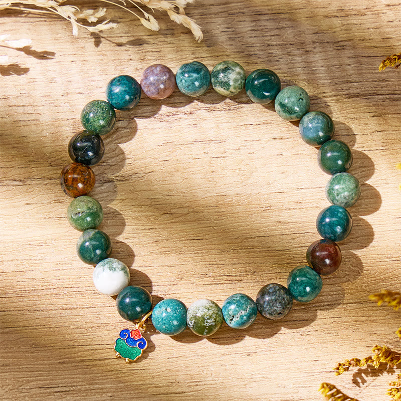 FuAttract Balance & Harmony Indian Agate Chinese Zodiac Silver Bracelet - image 2