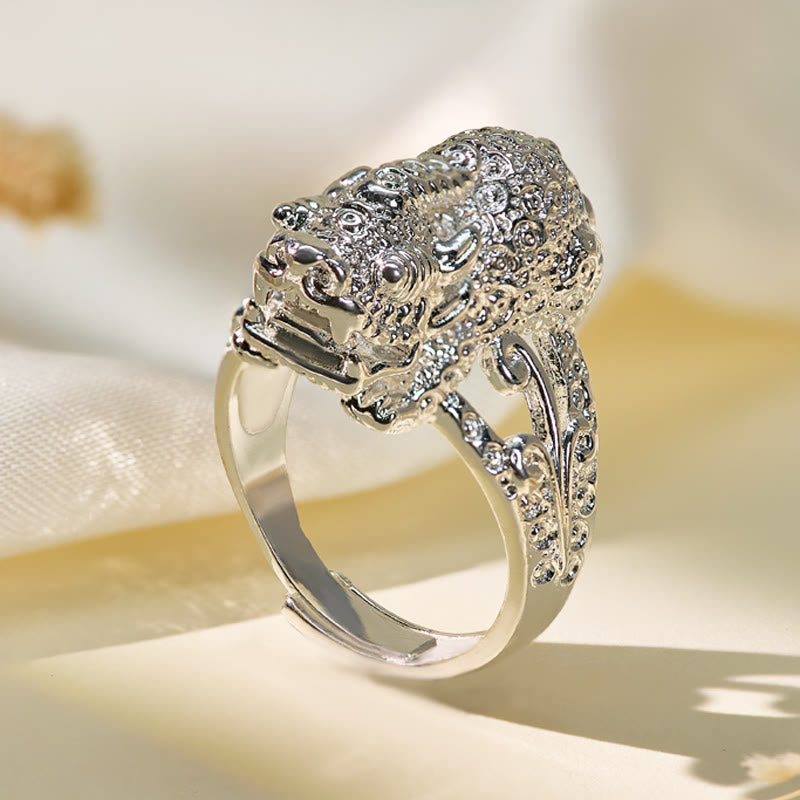 FuAttract Wealth Luck Flow & Protective Energy Adjustable Pixiu Ring - Silver - image 0
