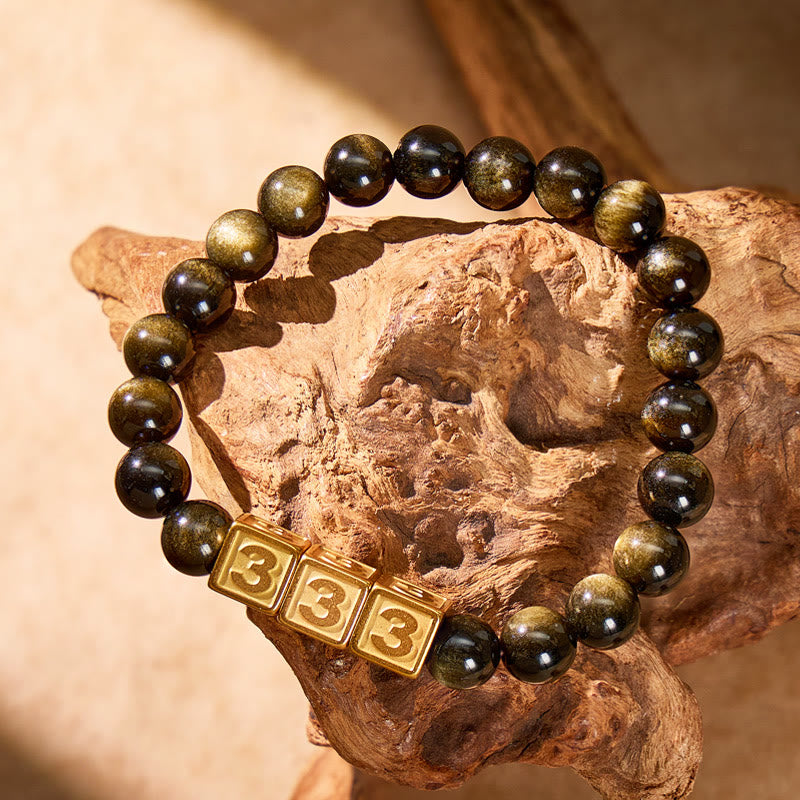FuAttract Angel Numbers Bracelet — Destiny Guidance & Golden Obsidian Protection - image 1