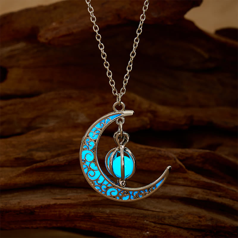 FuAttract Calm Energy Mindful Living & Inner Peace Crescent Moon Luminous Stone Necklace - Sky Blue - image 1