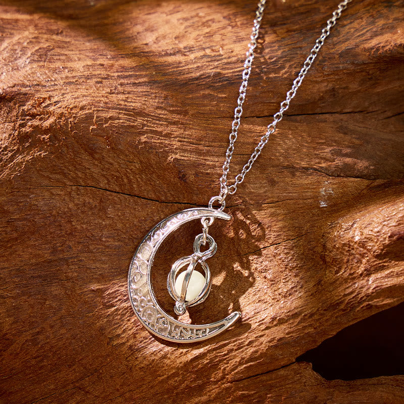 FuAttract Calm Energy Mindful Living & Inner Peace Crescent Moon Luminous Stone Necklace - image 6