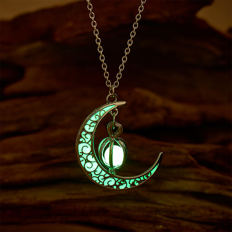 FuAttract Calm Energy Mindful Living & Inner Peace Crescent Moon Luminous Stone Necklace - Lime Green - image 2