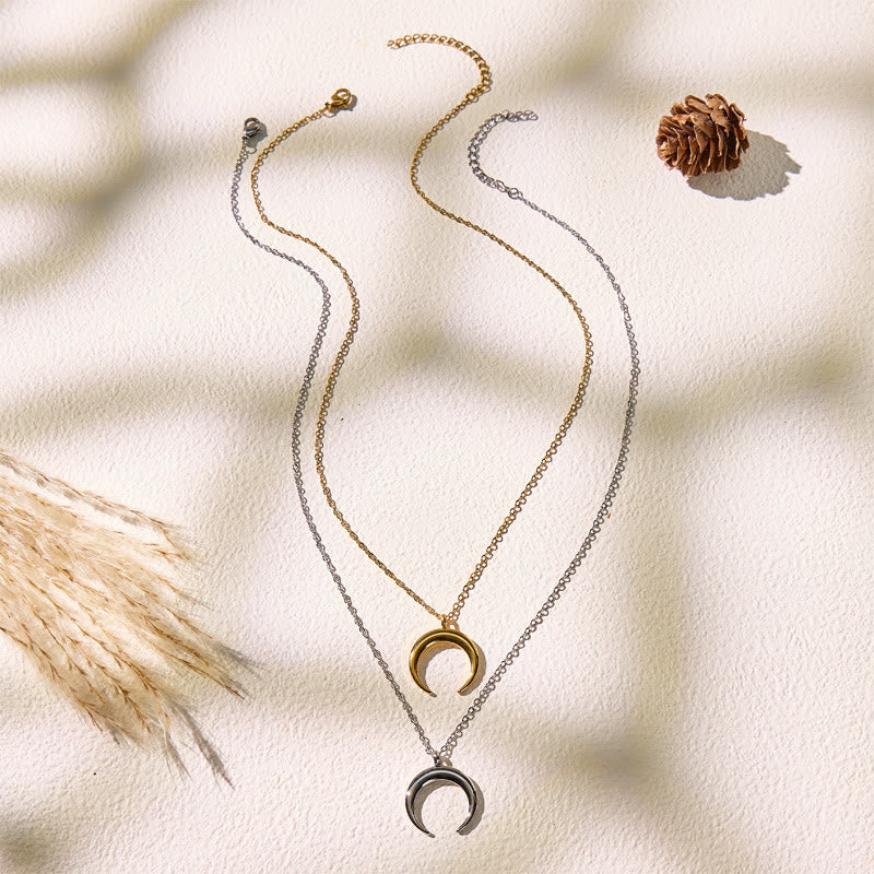 FuAttract Calm Energy Inner Balance Minimalist Crescent Moon Stainless Steel Necklace - image 7