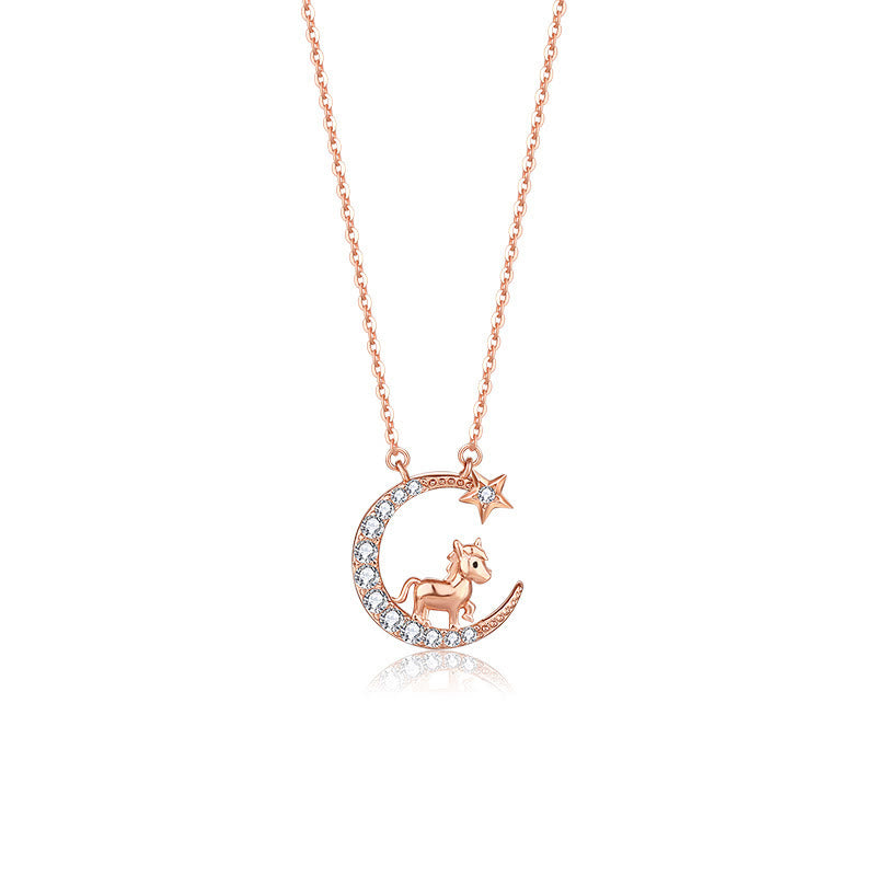 FuAttract Calm & Luck Crescent Moon Silver Zircon Chinese Zodiac Necklace With Horse Earrings - image 8