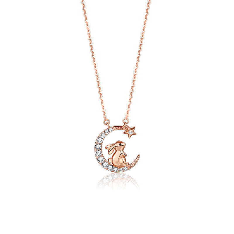FuAttract Calm & Luck Crescent Moon Silver Zircon Chinese Zodiac Necklace With Horse Earrings - Rabbit Necklace - image 22