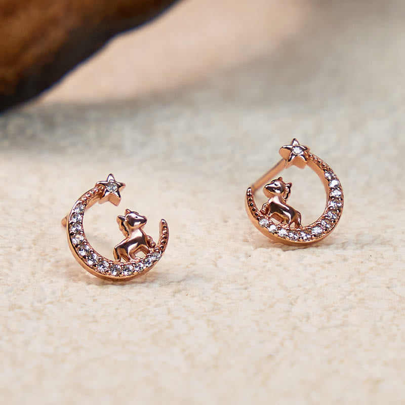 FuAttract Calm & Luck Crescent Moon Silver Zircon Chinese Zodiac Necklace With Horse Earrings - Horse Earrings - image 14