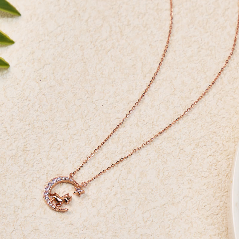 FuAttract Calm & Luck Crescent Moon Silver Zircon Chinese Zodiac Necklace With Horse Earrings - image 1