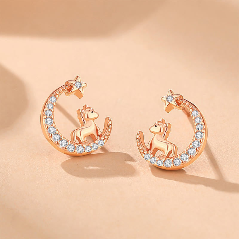 FuAttract Calm & Luck Crescent Moon Silver Zircon Chinese Zodiac Necklace With Horse Earrings - image 18