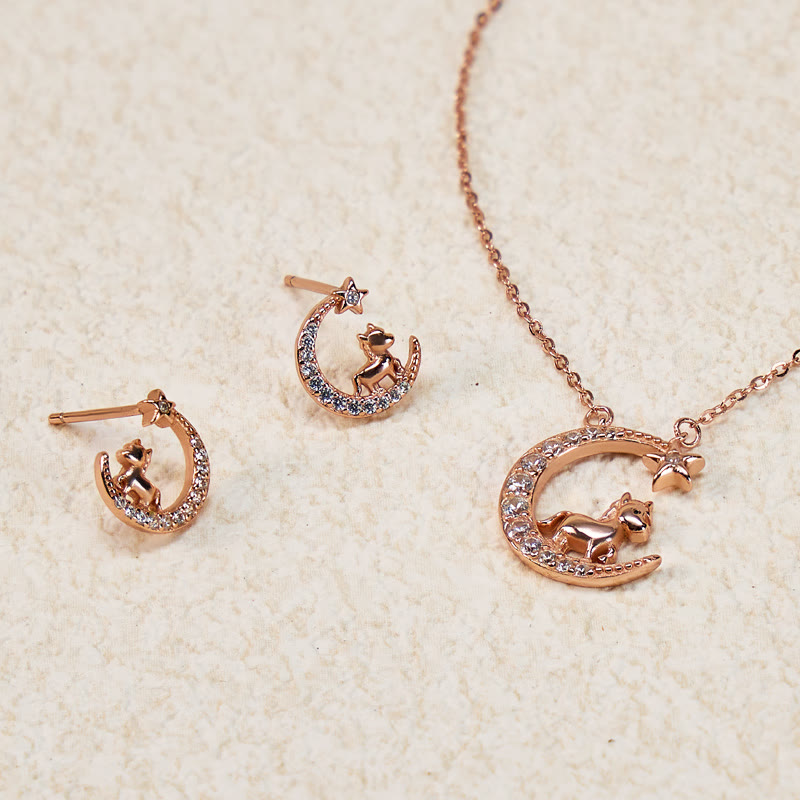 FuAttract Calm & Luck Crescent Moon Silver Zircon Chinese Zodiac Necklace With Horse Earrings - image 16