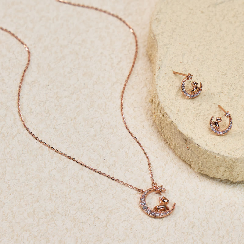 FuAttract Calm & Luck Crescent Moon Silver Zircon Chinese Zodiac Necklace With Horse Earrings - image 7