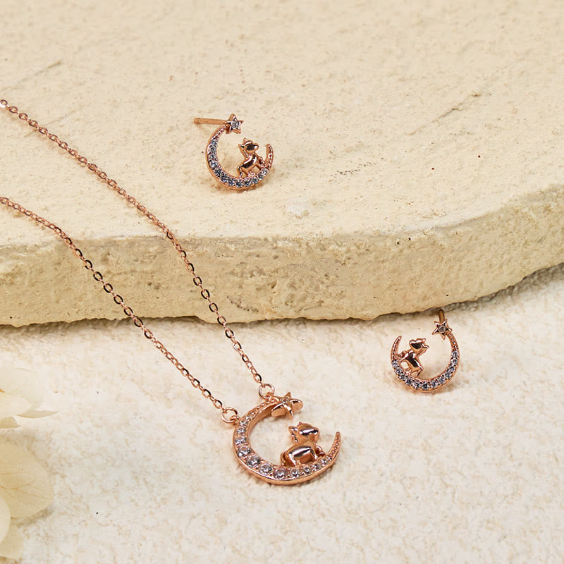 FuAttract Calm & Luck Crescent Moon Silver Zircon Chinese Zodiac Necklace With Horse Earrings - image 15