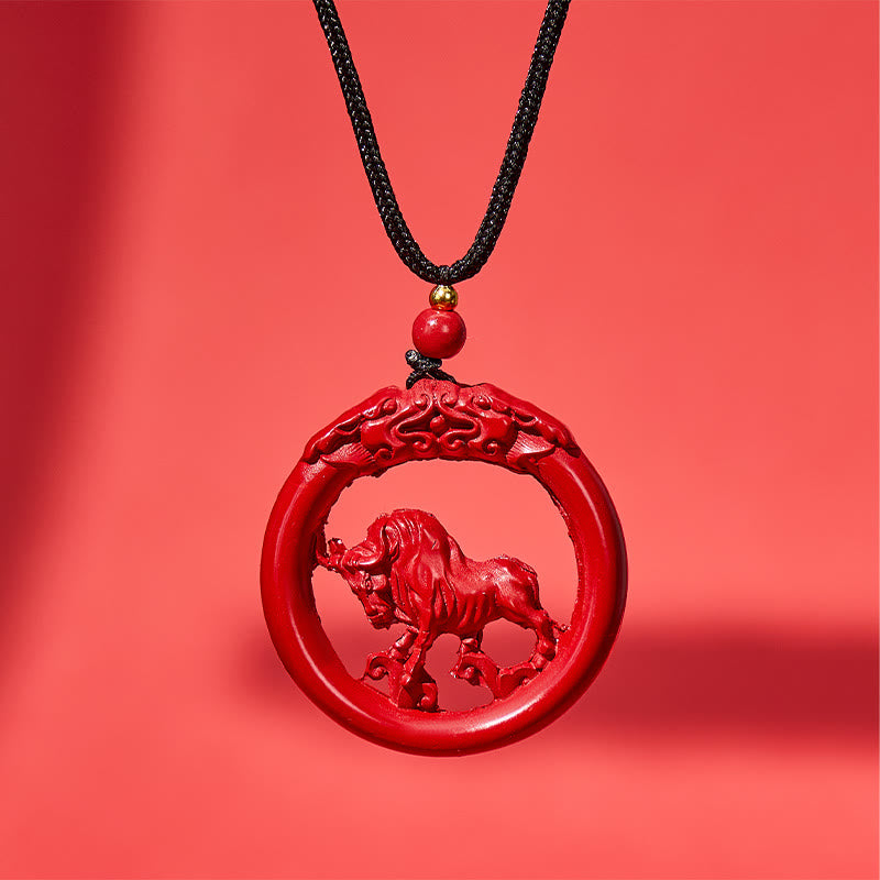 FuAttract Luck Harmony Protection Chinese Zodiac Cinnabar Ping An Buckle Necklace - Ox - image 11