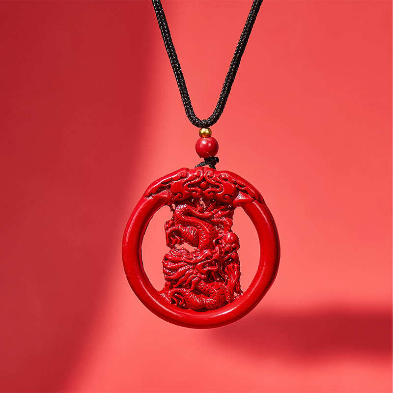 FuAttract Luck Harmony Protection Chinese Zodiac Cinnabar Ping An Buckle Necklace - Dragon - image 14