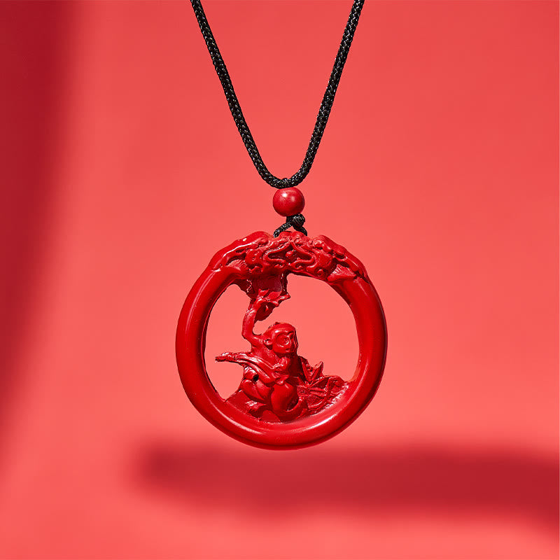 FuAttract Luck Harmony Protection Chinese Zodiac Cinnabar Ping An Buckle Necklace - Monkey - image 17