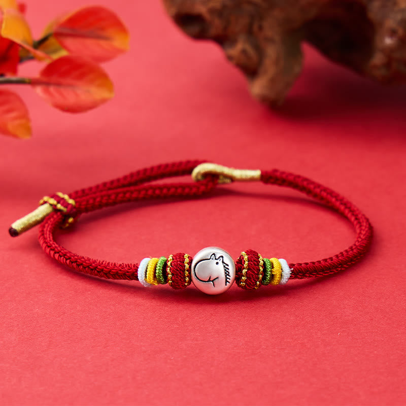 FuAttract Protection & Inner Balance Chinese Zodiac Red String Silver Charm Bracelet - Horse - image 0