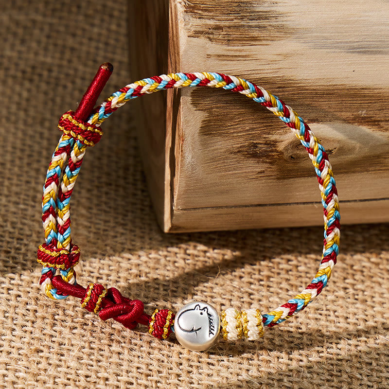 FuAttract Luck Protection & Harmony Chinese Zodiac Braided Cord Silver Charm Bracelet - image 2